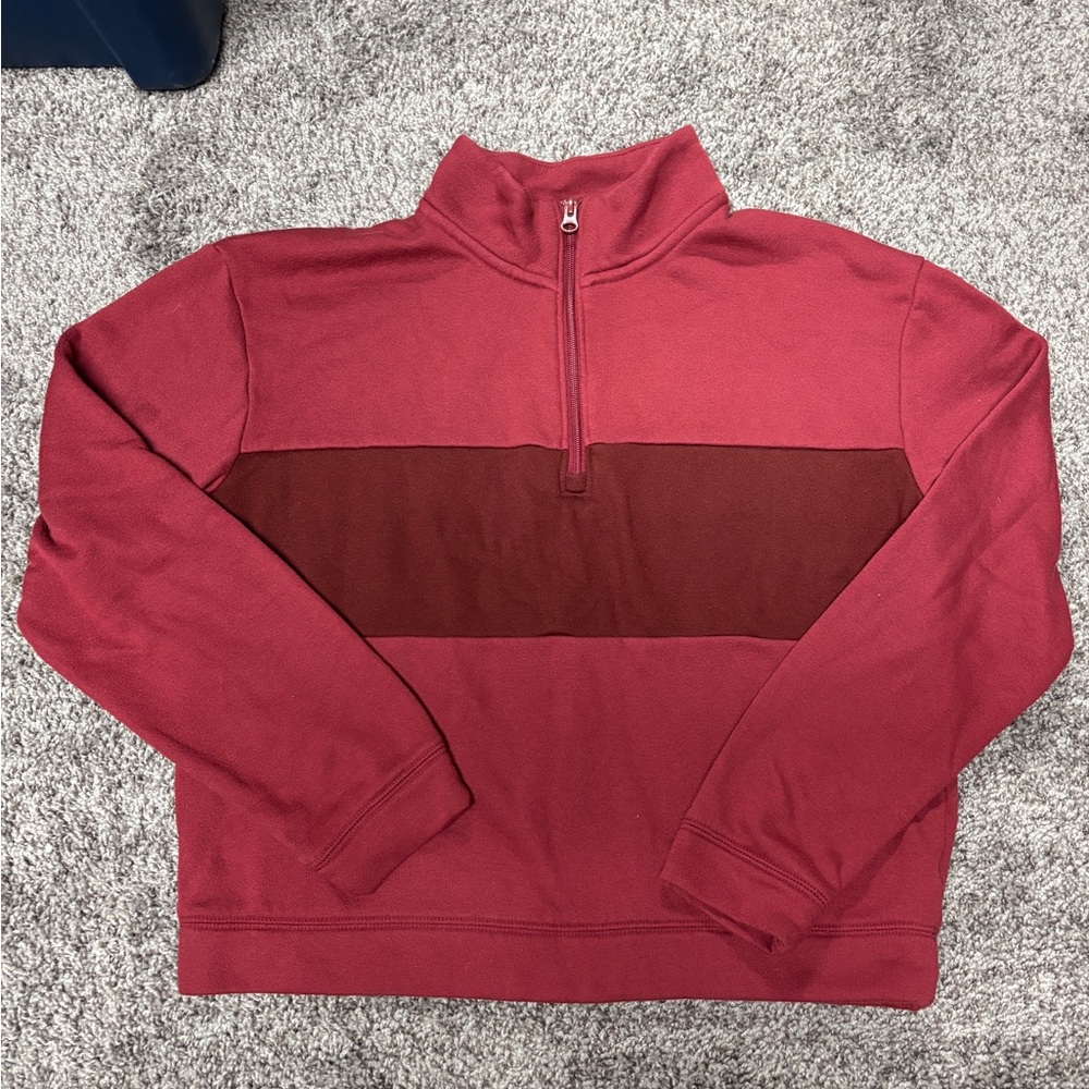 Colsie Women’s Maroon and Dark Maroon Half-Zip Crop Sweater